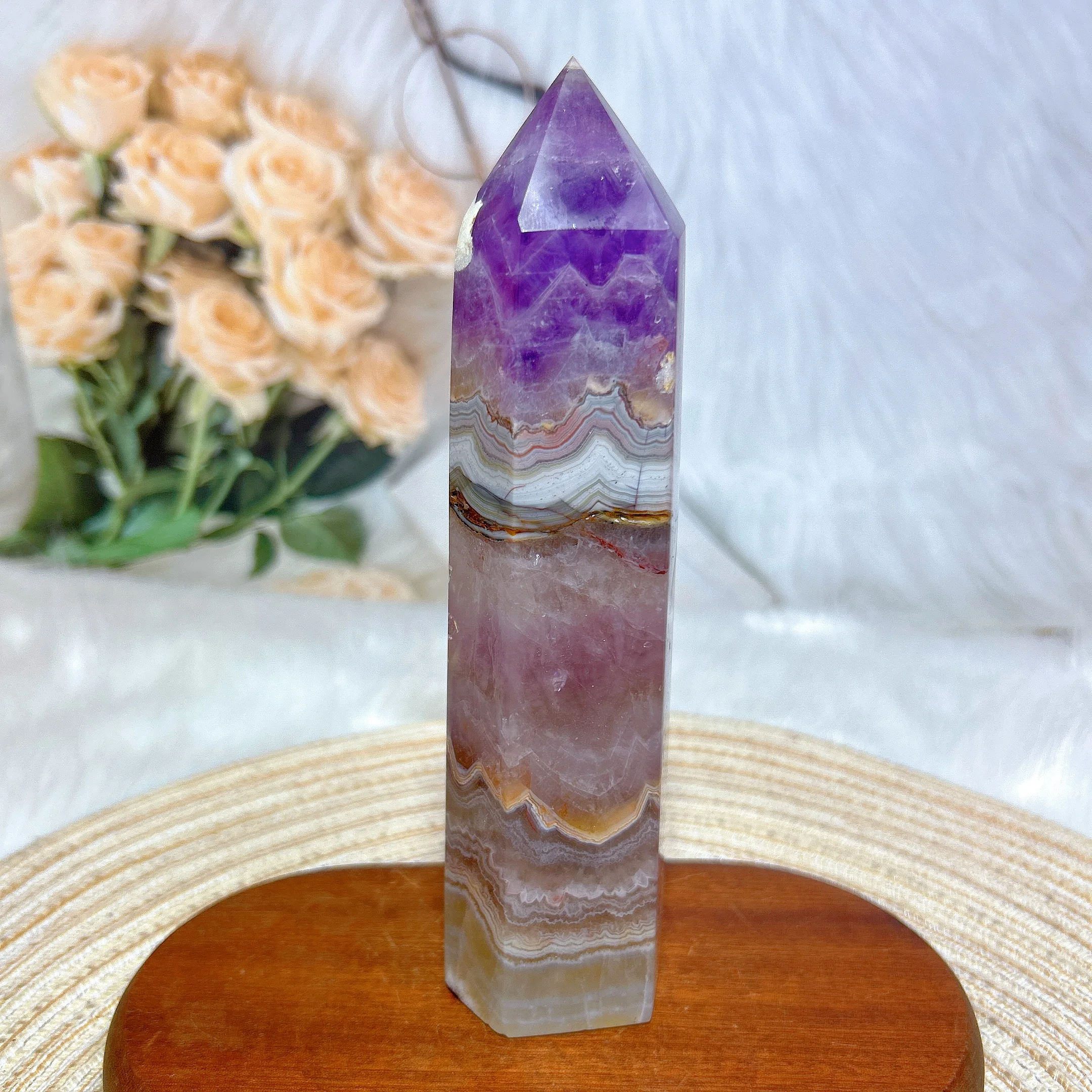 

High Quality Natural Crystal Amethyst With Agate Big Tower Point Healing Crafts Energy Reiki Home Decorations Room Decor Gift