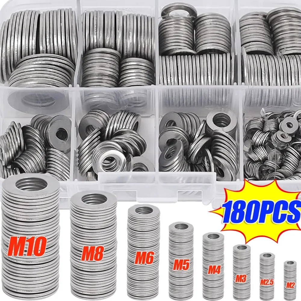 Stainless Steel Washers Circular Ring Taps Fasteners Gasket Set Assortment Kits M2 M2.5 M3 M4 M5 M6 M8 M10 Flat Washer Grommets