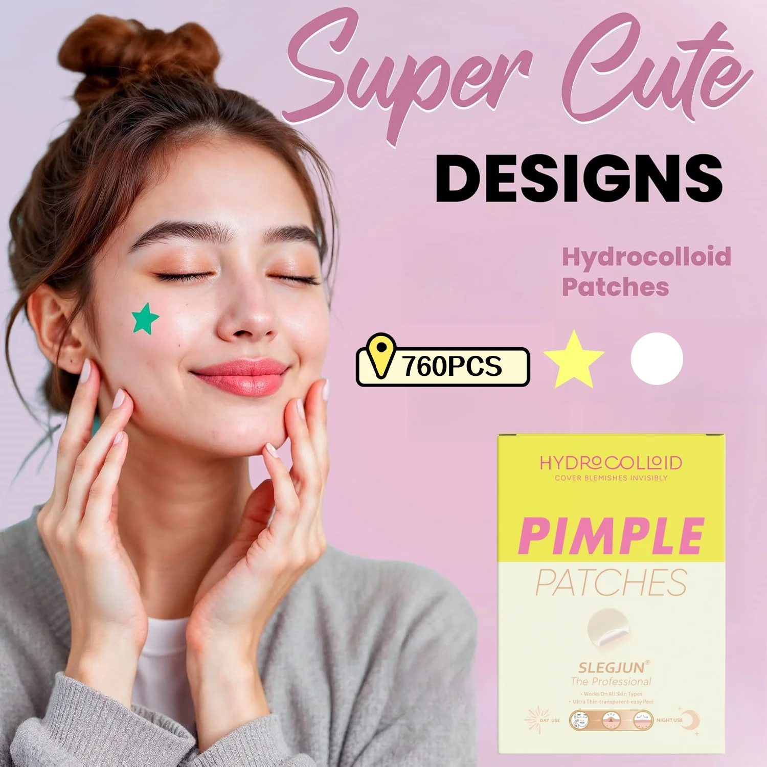 40/36 قطعة من رقع حب الشباب على شكل نجمة متعددة الألوان، رقع حب الشباب للوجه، رقع حب الشباب المخفية، ورقع البثور، رقيقة جدًا. #5