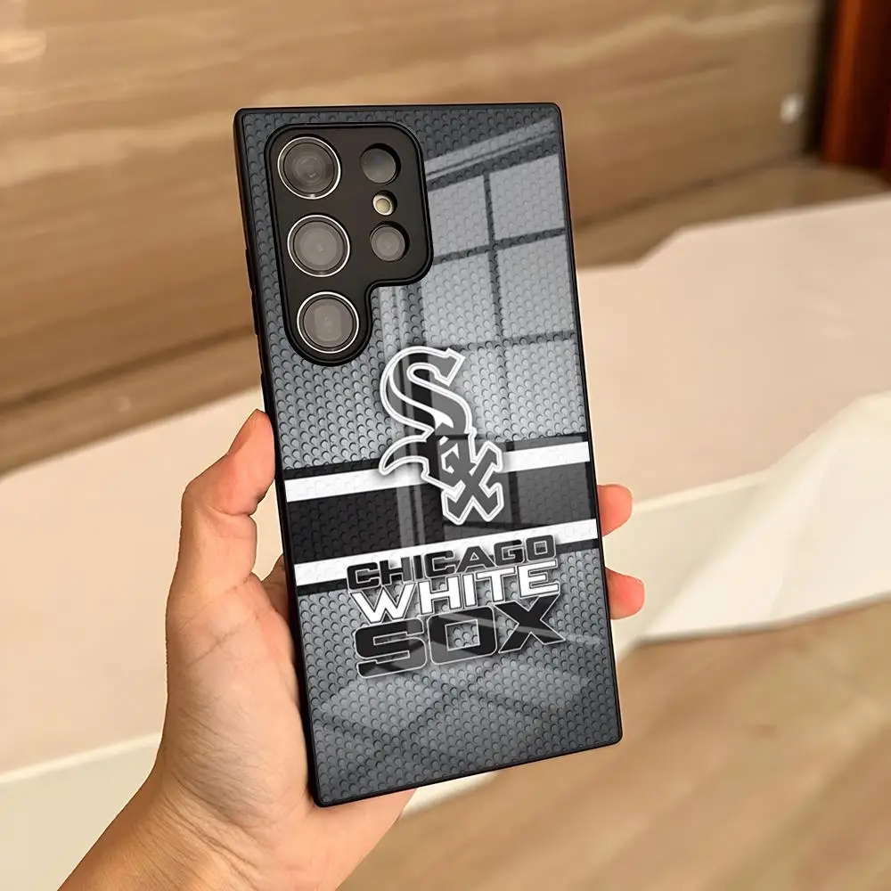 Funda de teléfono C-Chicago Baseball White Sox para Samsung S26 S25 Ultra S23 S22 S24 Fe S21 Plus A57 A17 A37 A54 A53 A16, cubierta de cristal