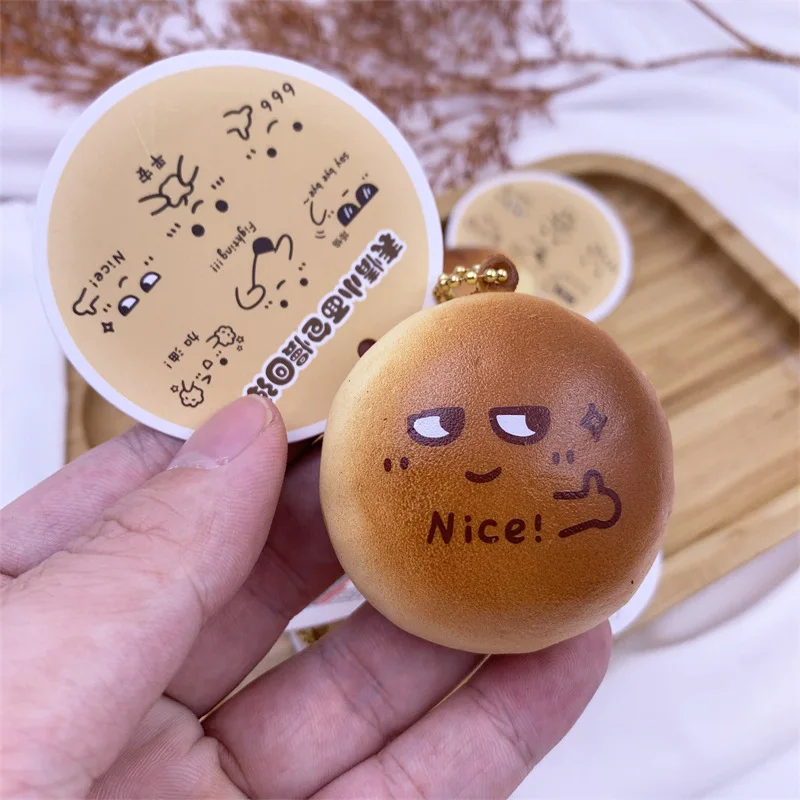 Simulated Cartoon Bake Bread PU Slow Rebound Toy Creative Soft Pinch Music Fidget Toy Key Chain Backpack Pendant  Decompress Toy