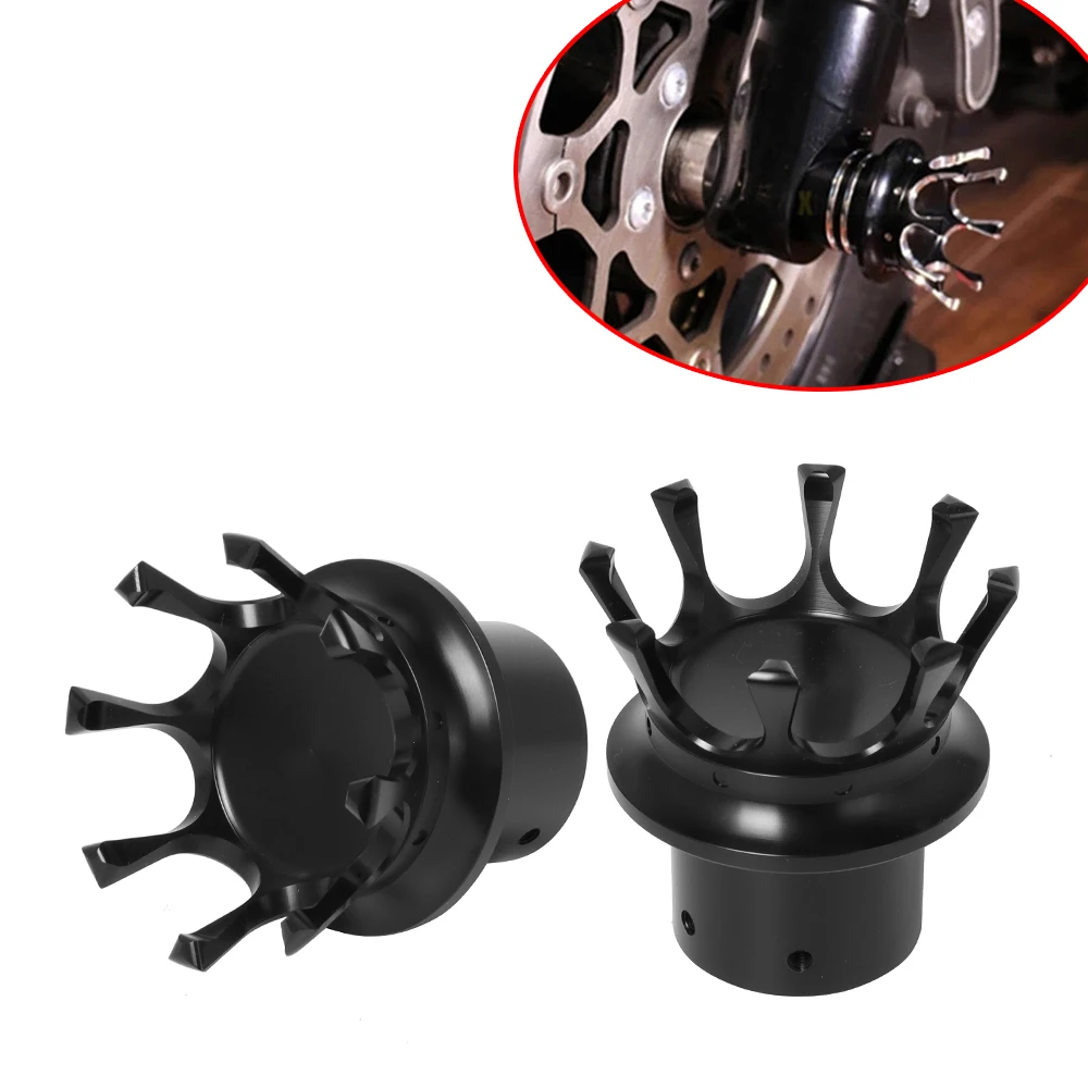 

2x Motorcycle Front Axle Nut Cover Caps CNC Black Chrome For Harley Sportster XL XG Touring Dyna Fat Bob Wide Glide Softail