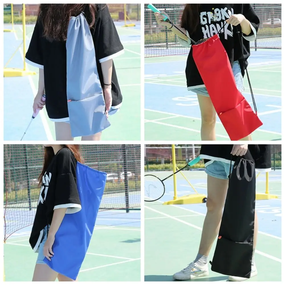 Waterproof Badminton Racket Bag Drawstring Pocket Large Capacity Badminton Storage Bag Protective Cover Single Shoulder