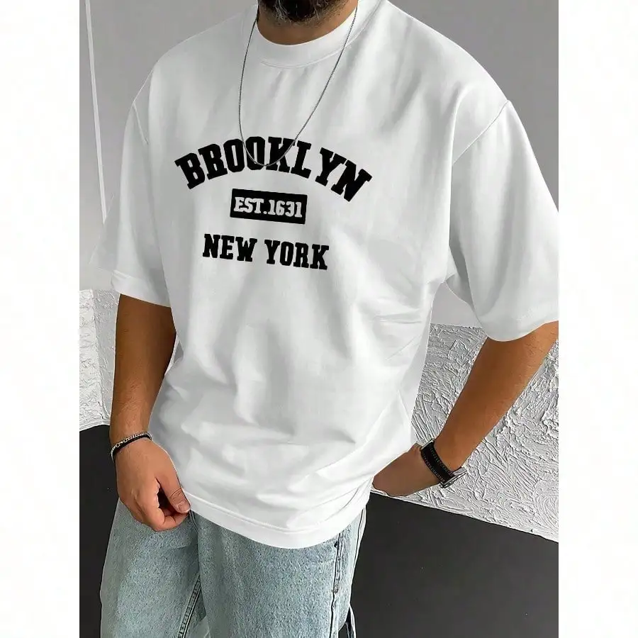 

Men'S Brooklyn New York Graphic Tee - Casual Crew Neck Short Sleeve T-Shirt With "BROOKLYN EST.1631 NEW YORK" Print