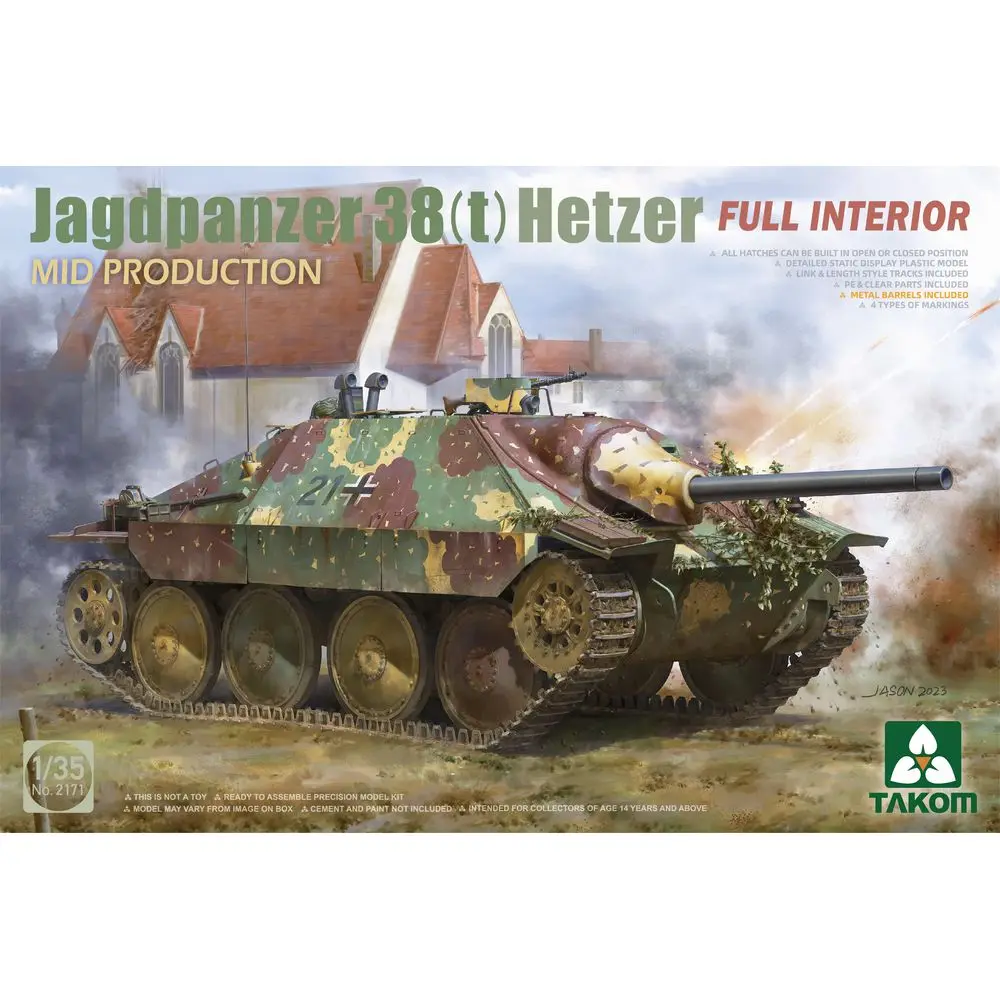 TAKOM 2171 1/35 Jagdpanzer 38(t) Hetzer w/Full Interior Mid Production - Scale Model Kit