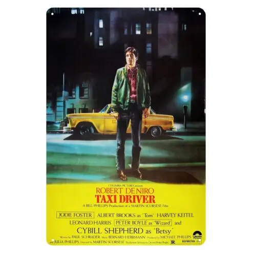 1p,Taxi Driver Rober De Niro Movie Metal Poster Tin Sign 20x30cm Collectable Plate