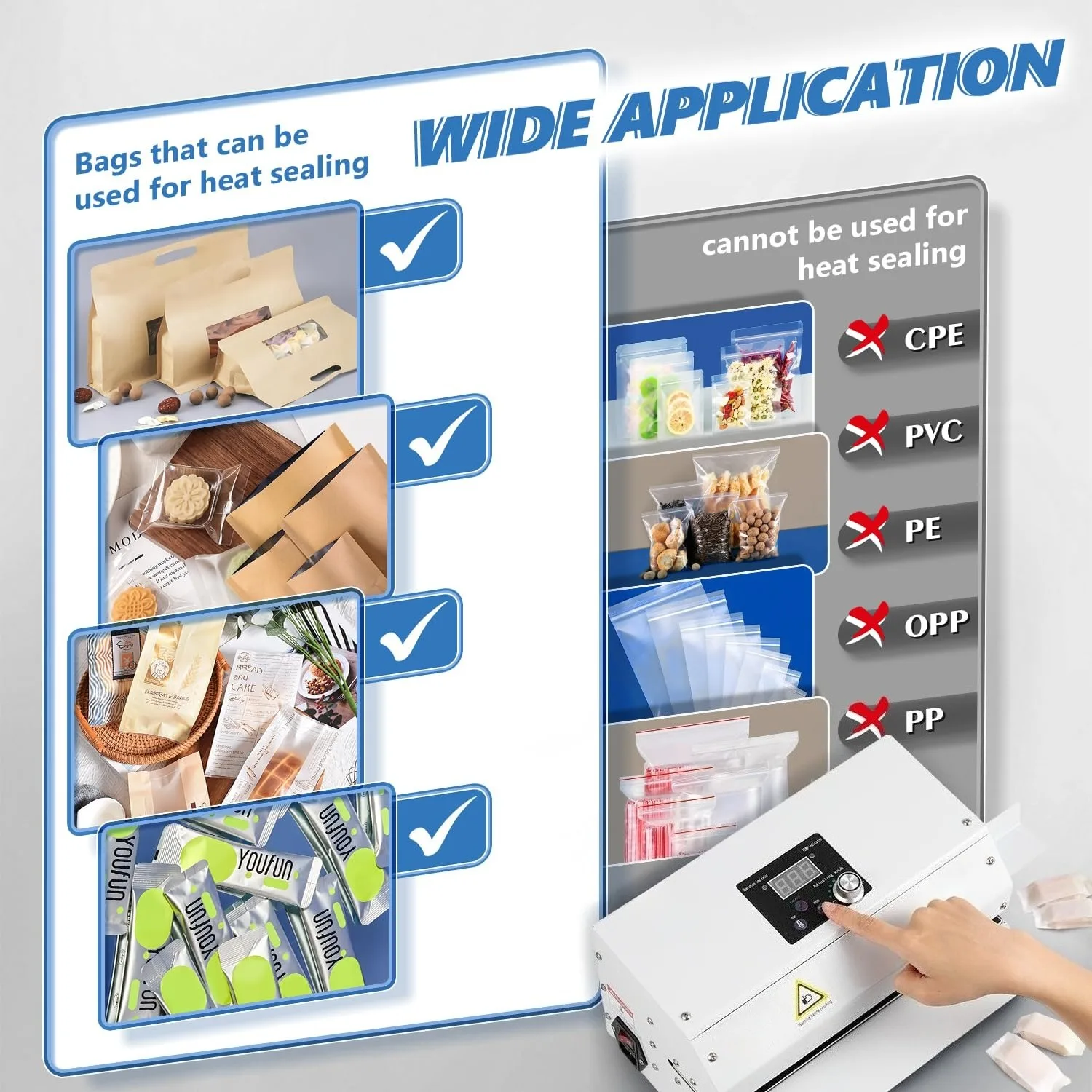 Industrial Continuous Band Vacuum Sealing Machine Automatic Heat Sealer with Digital Temp Control for Multi-Material Bags