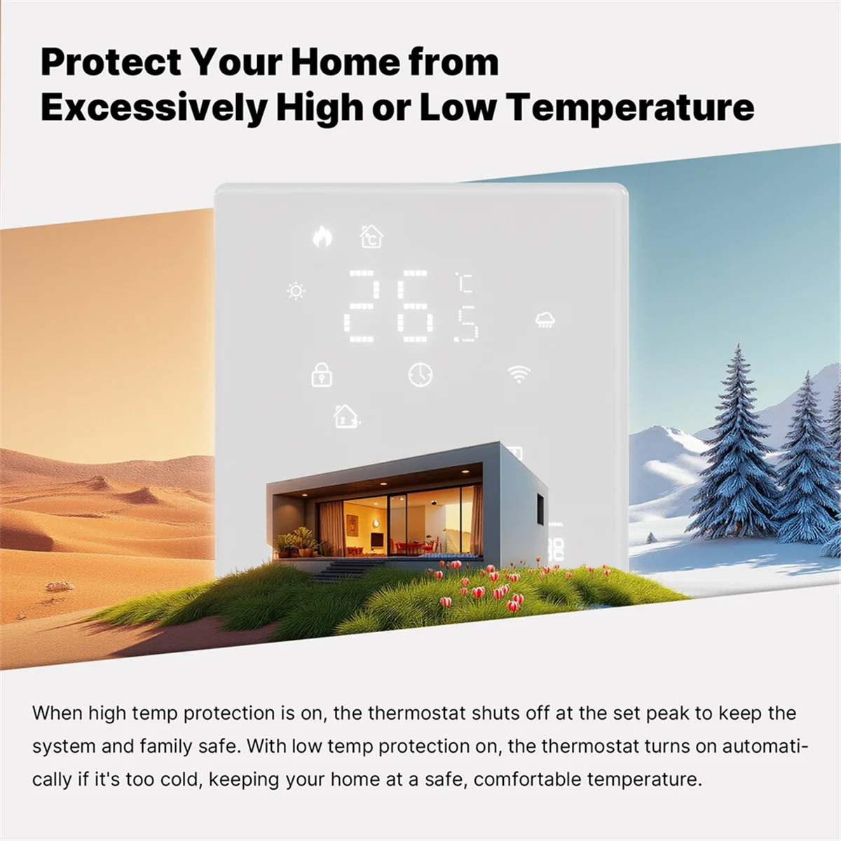 A64K Tuya WiFi Matter Thermostat Boiler Heating Temperature Controller Support APP Remote Control Alexa Voice Control White