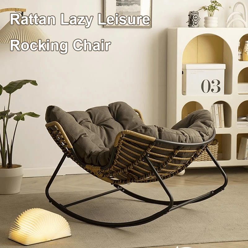 Comfortable oversized bird's nest design for outdoor terrace rocking chairs, rattan rocking chairs with cushions, cushioned loun