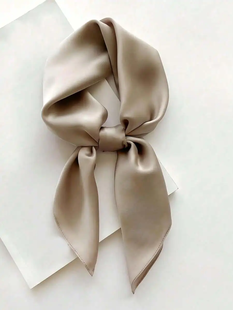 

1pc Women's Solid Color Square Scarf, Fashion Plain Silk Scarf, Versatile Hair Band, Waist Belt, Bag Strap, Multi-Functional Sha