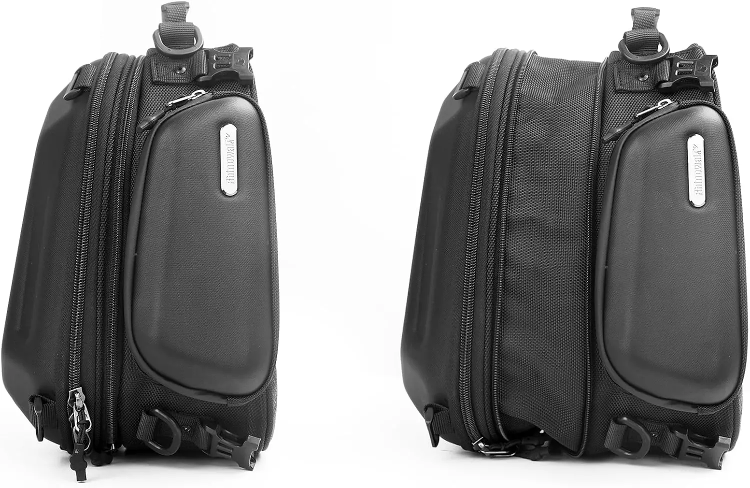 Motorcycle Tail Bag Expandable Hard Shell 12L-18L Waterproof All Weather Travel Luggage Trunk Rack Sissy Bar Straps Matt Black