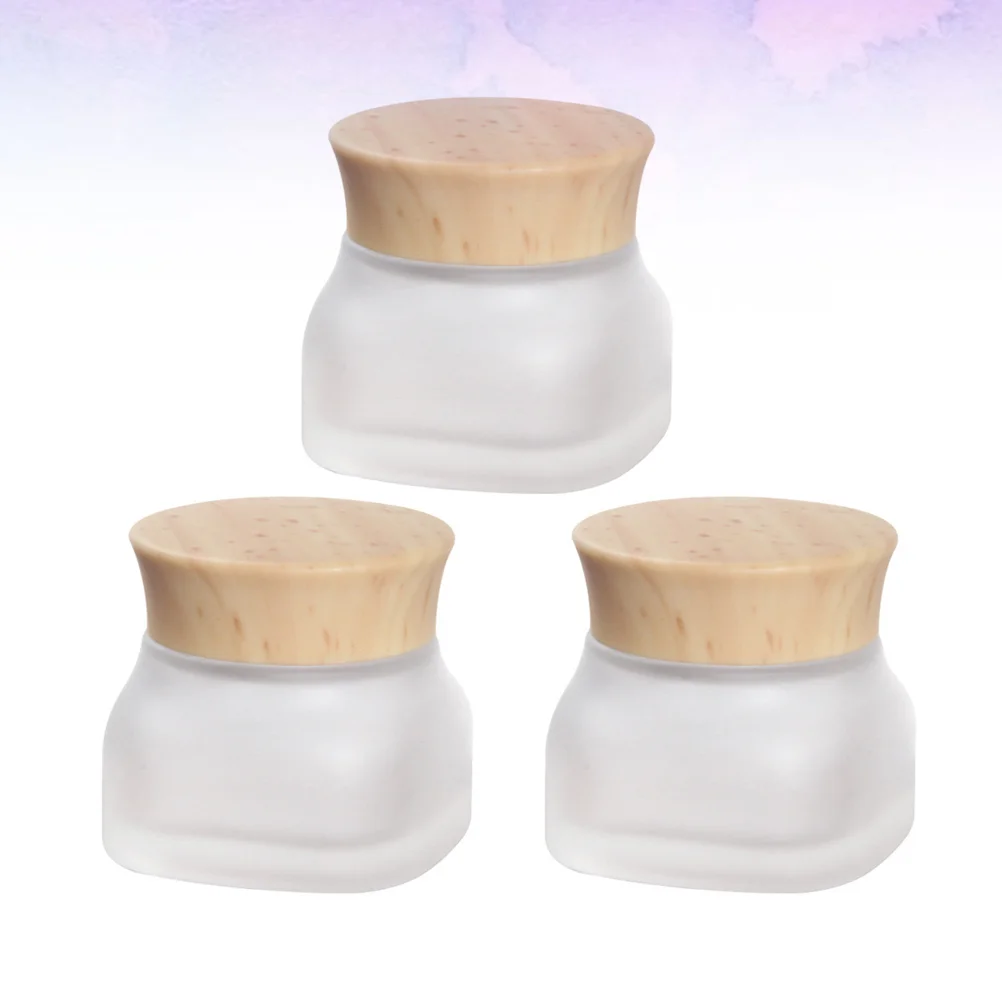 Tarro de cosméticos de vidrio esmerilado, dispensador vacío cuadrado para cremas, muestras de polvo, tapa de almacenamiento de viaje, sello, dispensador de vidrio vacío, 3 uds.