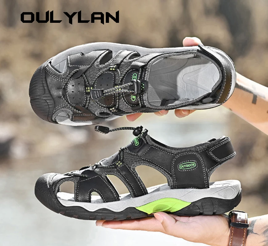 

Сандалии мужские из натуральной кожи, Классические босоножки, Модные Повседневные Легкие, летние, размеры 38-48