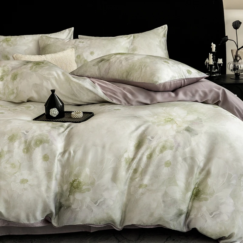 

Новинка 2025, высококачественные комплекты постельного белья из тенселя с цветочным принтом, Калифорния, королевский размер