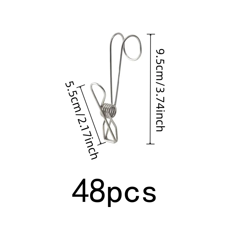 Binder Clip Hooks 48 pcs, Stainless Steel, Windproof Anti-Slip, for Kitchen Towel Hanging, Multipurpose