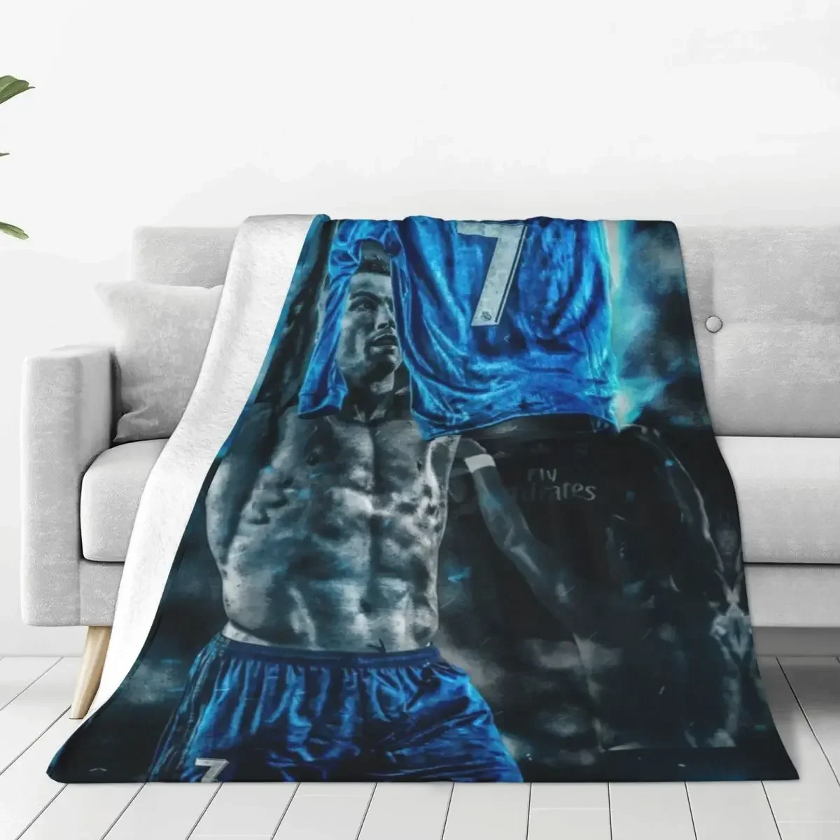 

CR Flannel Blankets Blue Professional Soccer Warm Soft Throw Blanket for Bedroom Picnic Bedspread Sofa Bed Cover