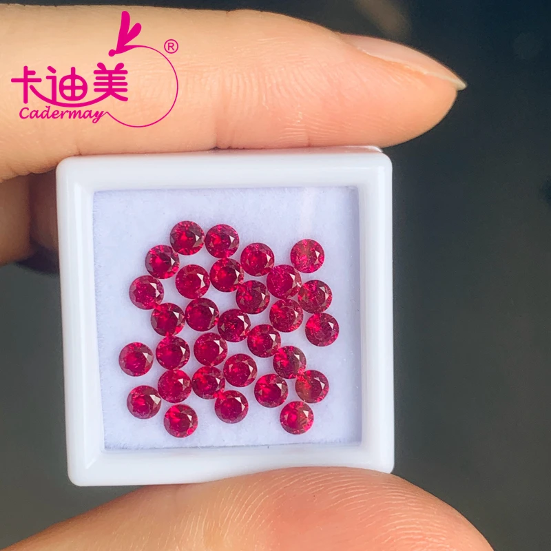 CADERMAY Lab Grown Ruby Loose Stones Sapphire With Inclusions Round Shape Meele Closer To The Natural Effets Fine Jewelry DIY