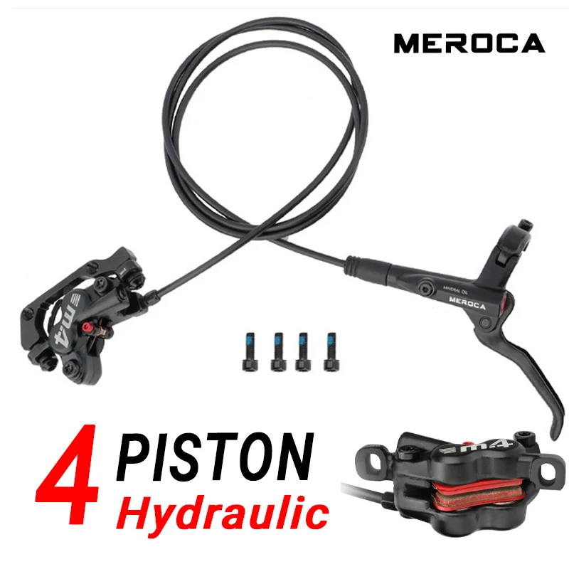 

Meroca M4 4 Piston Hydraulic Disc Brake Set Front 800mm Rear 1400mm Hose for Mtb E4 Zee MT420 Enduro AM