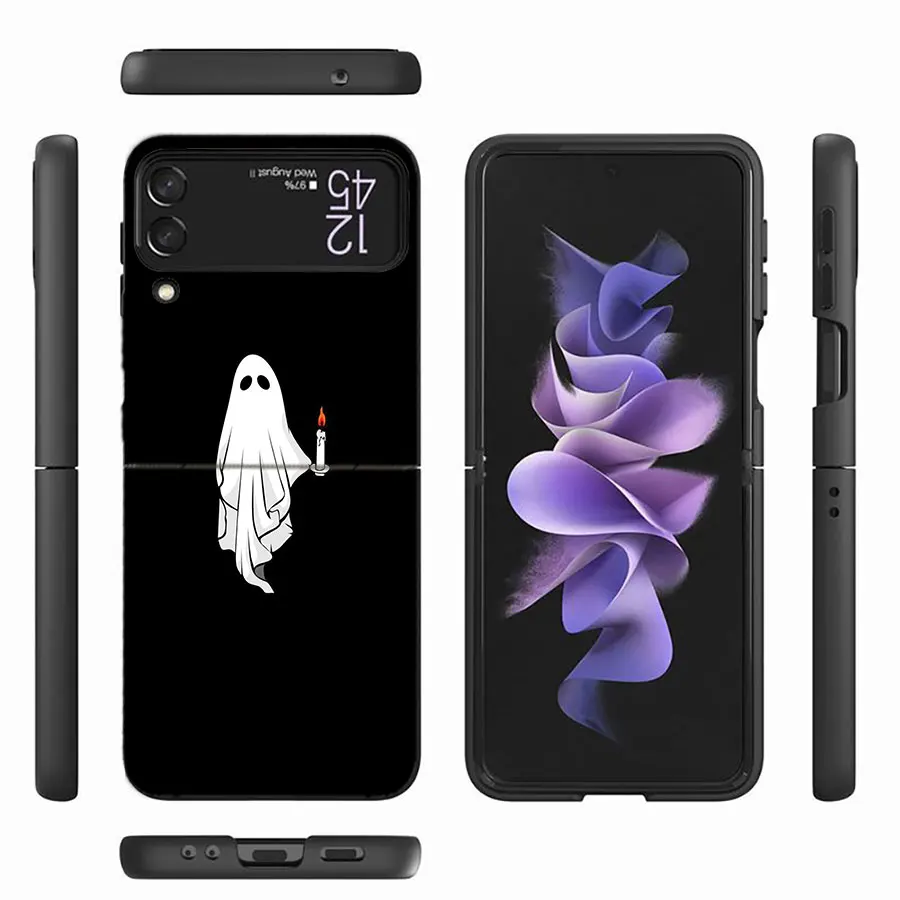 Best Halloween Pumpkin Phone Case For Samsung Galaxy Z Flip 6 4 3 5G Funda Black Coque Hard PC Luxury Cover Z Flip 5 Capa Fashio