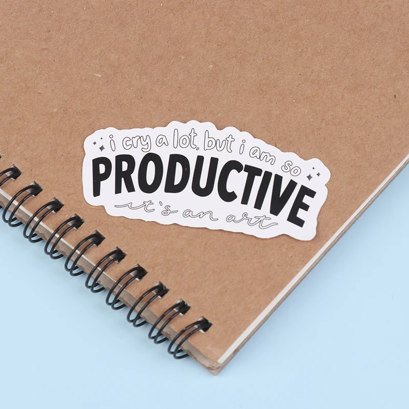I Cry A Lot But I Am So Productive Vinyl Bumper Sticker - Motivational Waterproof Decal For Laptops, Water Bottles, Cars, Planne