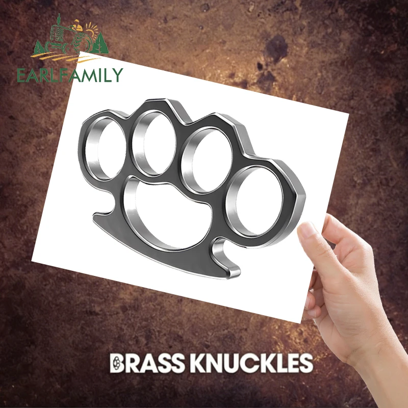 EARLFAMILY 13cm x 6.5cm Brass Knuckles V1 Sticker Decal JDM FCK ILL Vinyl Truck Vehicle Body Accessories Waterproof Car Stickers