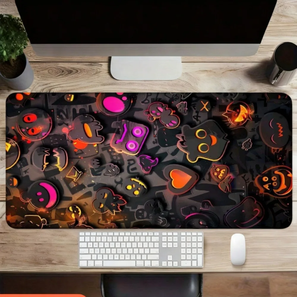 Halloween ghost pumpkin smiling pattern, bright colors, soft surface, tabletop accessories tapis de souris alfombrillas gaming