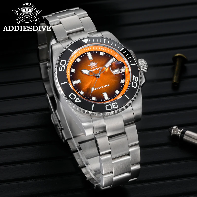 Reloj ADDIESDIVE para hombre, Reloj de buceo de acero inoxidable de cuarzo, Reloj de lujo superluminoso de 200M, Reloj nuevo para hombre, Reloj para hombre
