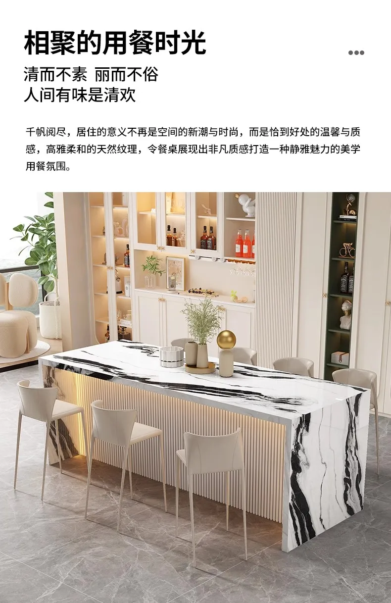 Rock Plate, Island, Table, Integrated Bar, Luxury Living Room, Open Kitchen, Western Kitchen, Inverted Assembly