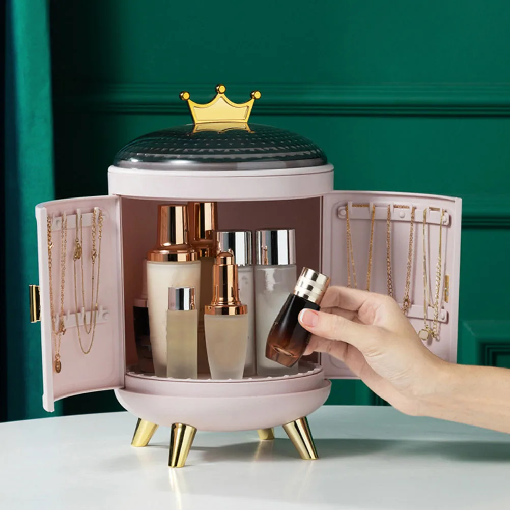 

Rotating Jewelry Box Durable Storage Earrings Necklace Large Capacity Cylindrical Structure Perfect Size Desktop Decor Jewelry