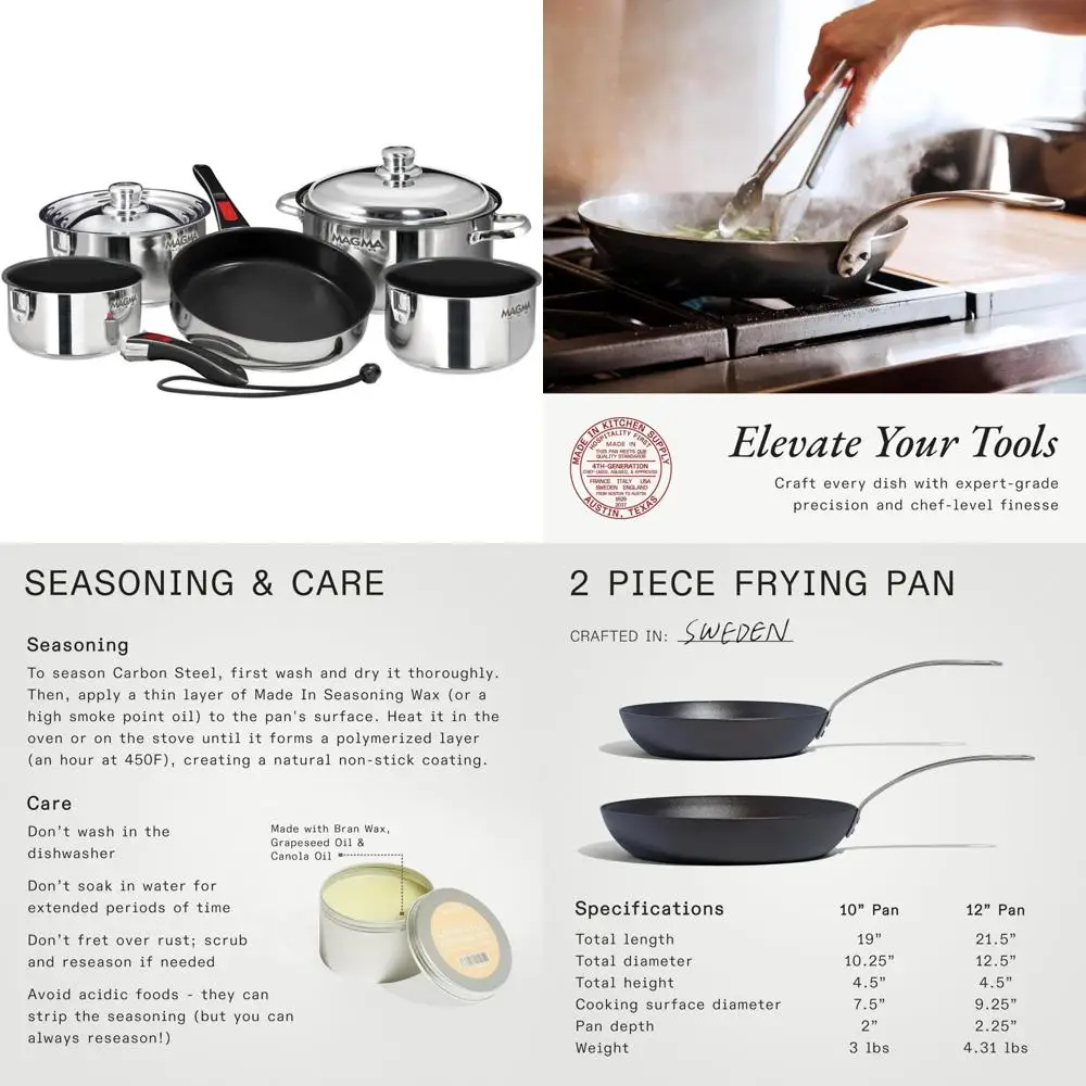 

Gourmet 10-Piece Stainless Steel Nesting Cookware Set with Ceramica Non-Stick Interior