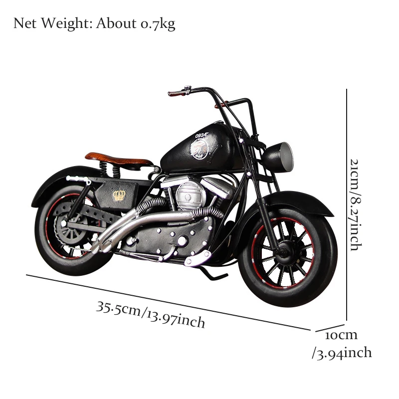 Retro Motorcycle Model Ornaments Wrought Iron Vintage American Locomotive Motorcycle Model Home Table Decoration Craft Figurines