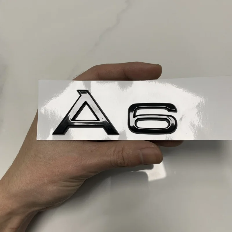 AUDI A6 4 Ring Logo ABS Black 2012-2024 Car Hood Front Grill Rear Trunk Emblem Badge Sticker Quattro Sline A6 Accessory refit