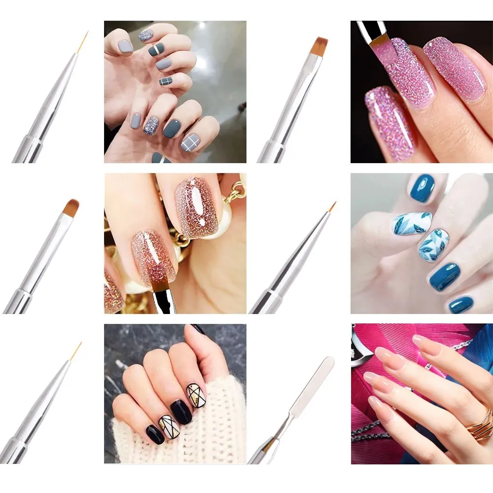 

UV Gel Brush Liner Painting Pen 7Pcs Nail Art Brush Liner Dotting Fan Design for Nails Manicure Nail Art Tool