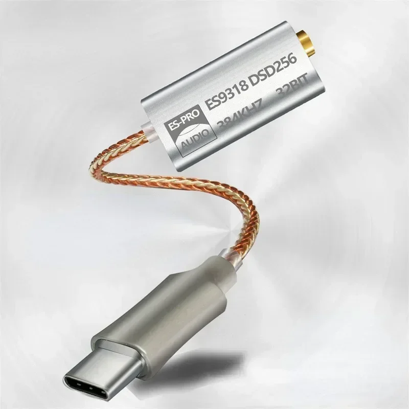 ヘッドフォンケーブル,タイプCから3.5mm,DACアンプ,hifi,ワイヤーアダプター,essデバイス,携帯電話es9318,dsd256