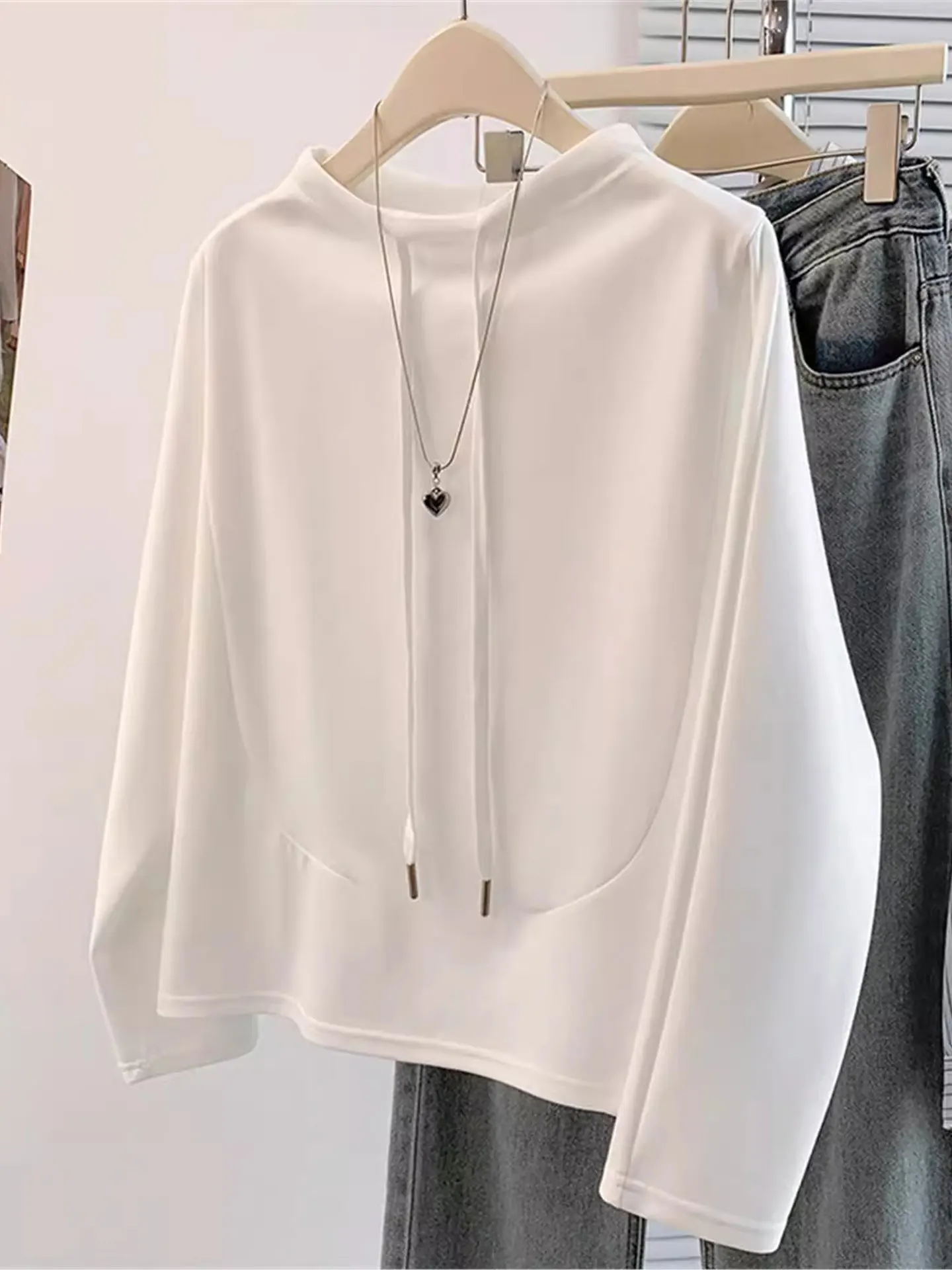 

Белый длинный свитер Све, футболка, женская свободная модная универсальная футболка больших размеров, модная осенне-зимняя одежда