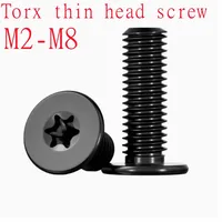 5/10/50pc CM Torx thin screw M2 M2.5 M3 M4 M5 M6 M8 A2-70 Stainless Steel black colour Six-Lobe Ultra Thin Flat Wafer Head Screw