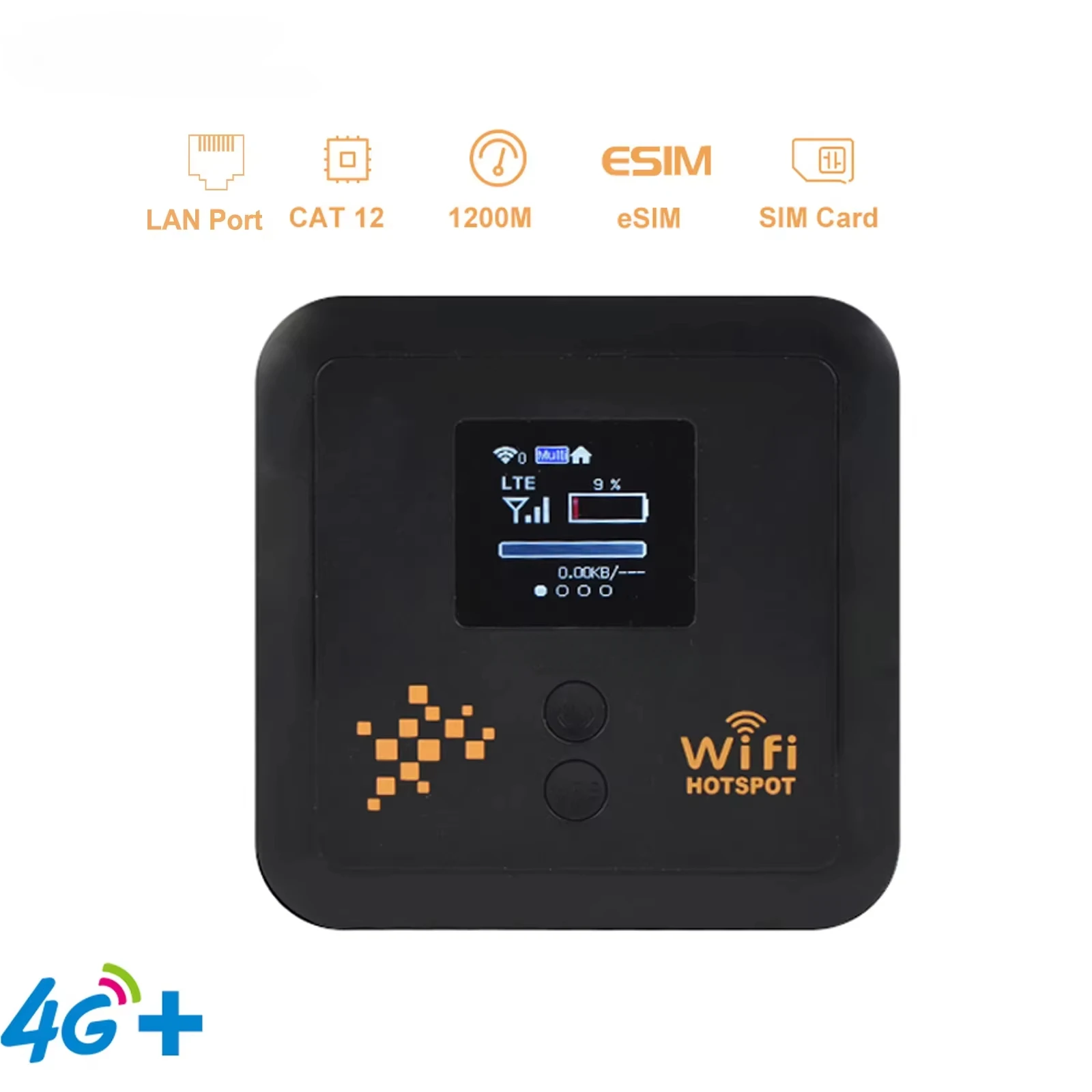 

eSim+SIM Card KuWFi router 4g+ CAT12 speed 5400mAh battery wifi 4g lte portable modem wi-fi router with LAN port