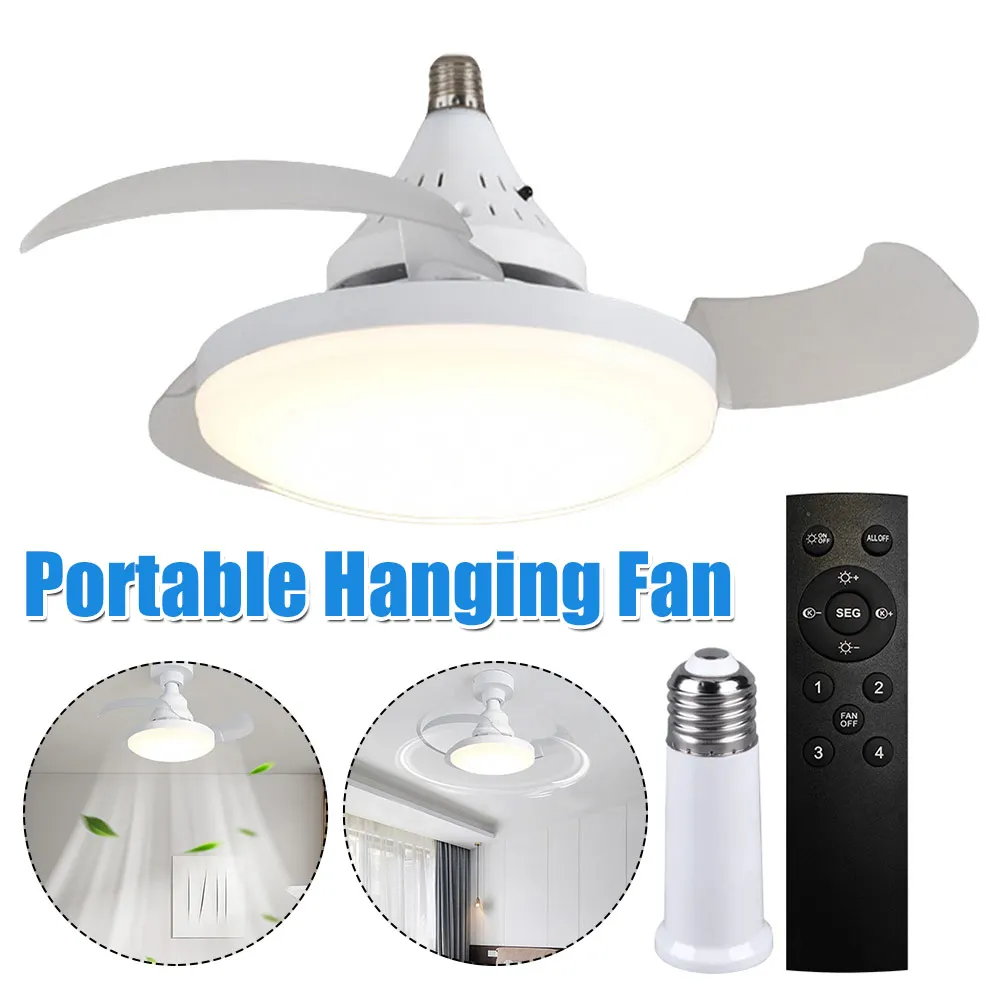 Invisible Leaf Fan with LED Light Remote APP Control Silent 3 Color Stepless Dimming Fan 3 Gears for Living Room Bedroom