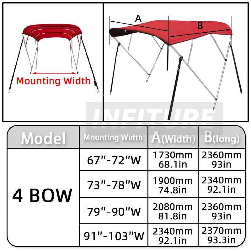 

4BOW Bimini Top Boot Cover 600D Waterproof Anti UV Boat Cover No Frame Marine Dustproof Cover Boat Accessories