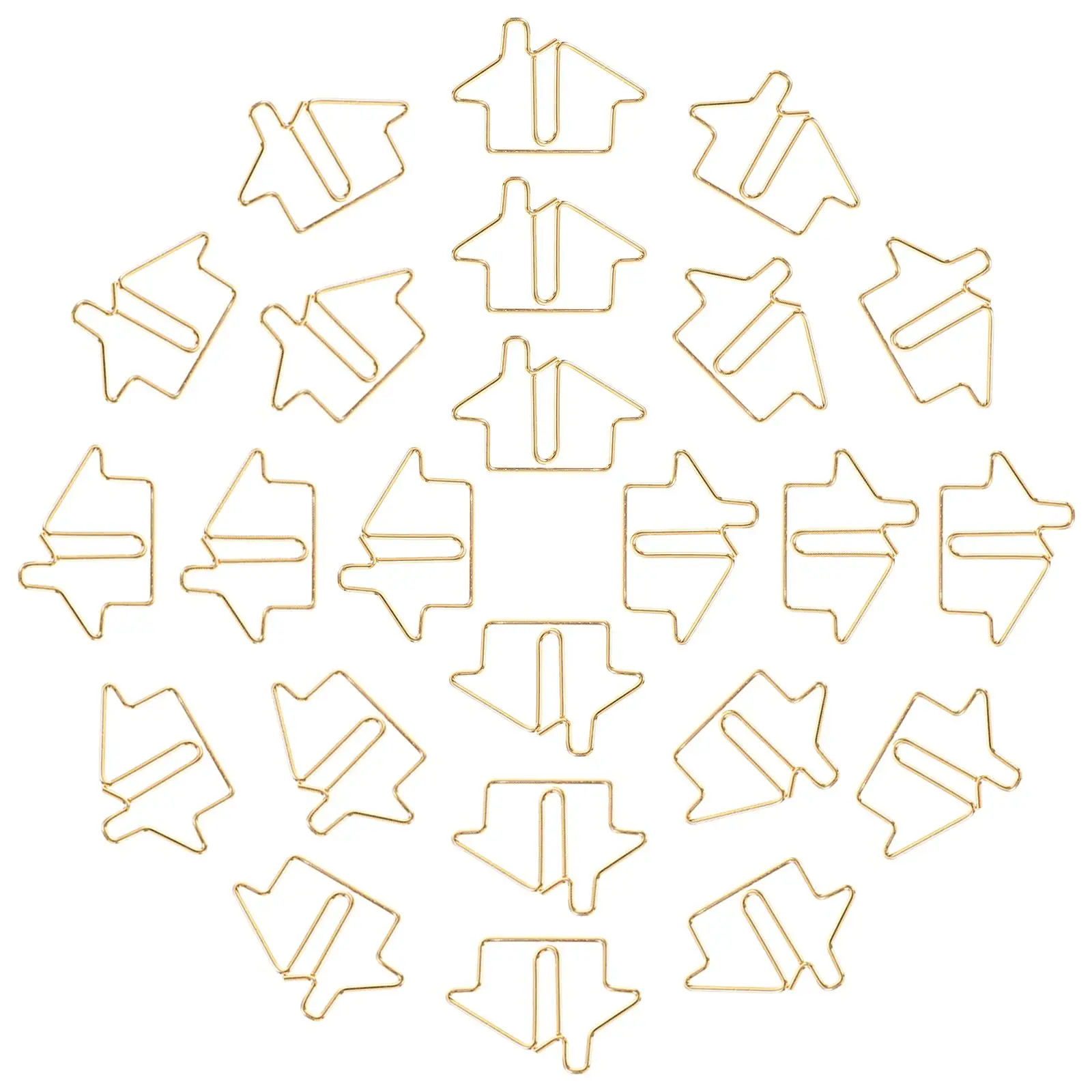 50pcs Metal House Shaped Paper Clips Golden Small Decorative Bookmarks Office Use Cute Mini Clips for Cards Photos Albums