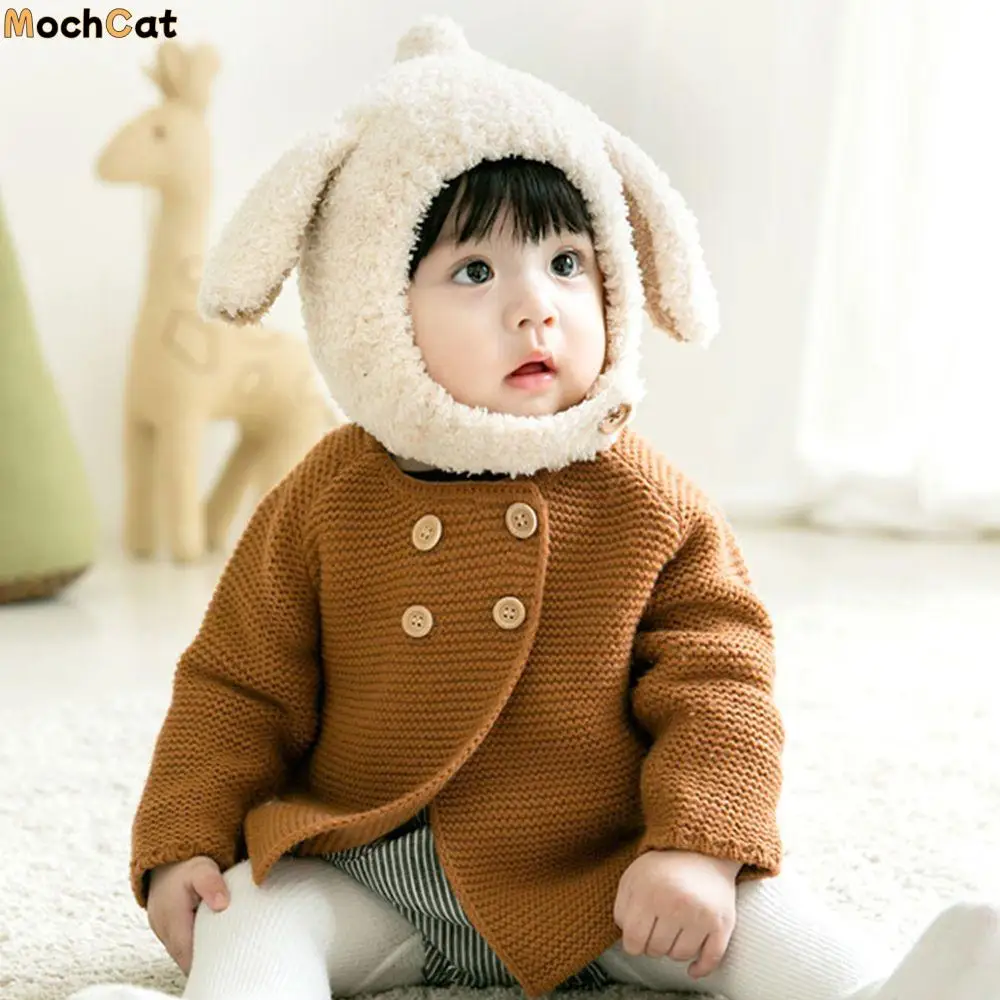 

Boys Autumn Winter Windproof Cute Soft Cartoon Ear Protection Cap Baby Plush Hat Furry Bonnets Woolen Hat