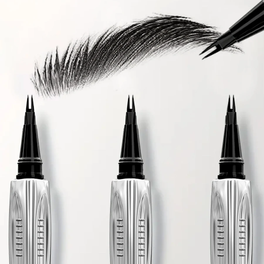 2 vork microblading wenkbrauwpotlood, niet-vlekkerig hoog gepigmenteerd gemakkelijk aan te brengen vloeistof 8 kleuren wenkbrauwpen make-up eyeliner geschenken