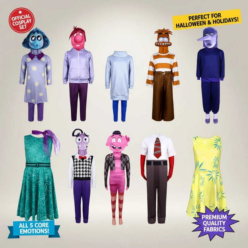 CHIOS Inside Out Cosplay Costume Set Anger Disgust Joy Fear Halloween Fancy Dress Unisex Adult Kids GiftCHIOS