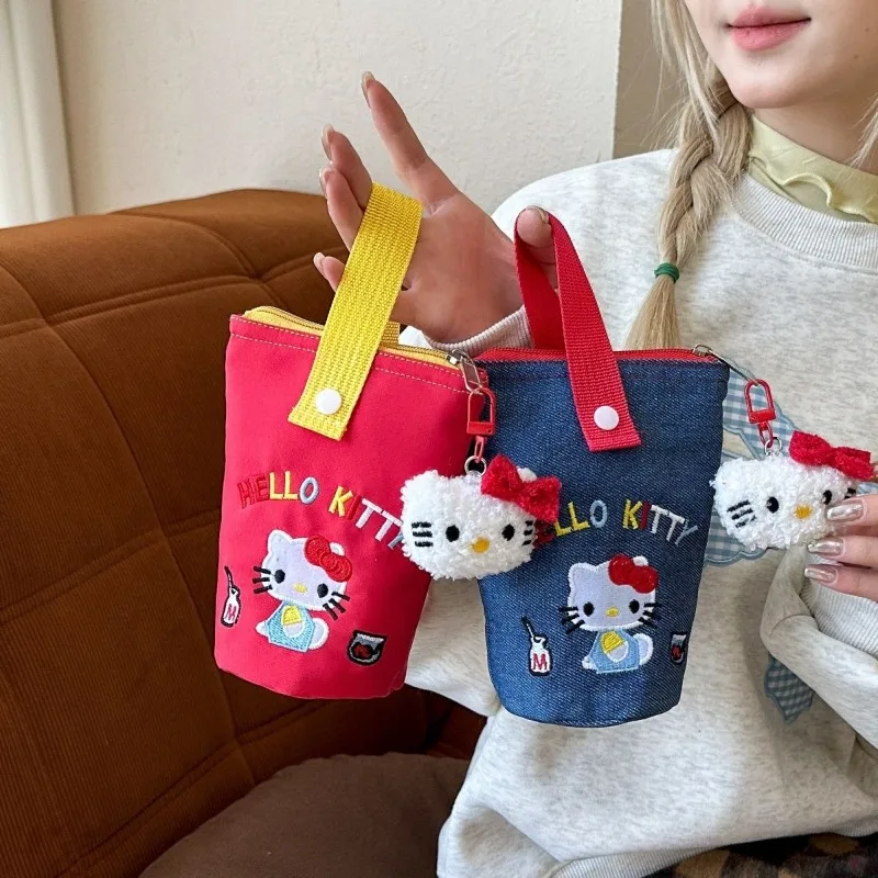 

Hello Kitty аниме Kawaii Sanrio Ins модная милая кукла сумка ведро милый мультяшный складной держатель для ручек сумка для хранения подарки игрушки