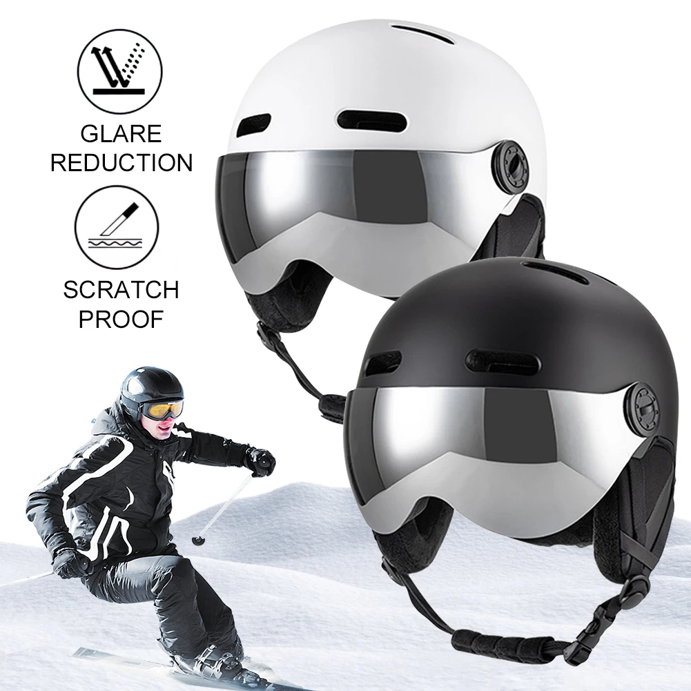 Casco da sci invernale Casco da snowboard con occhiali Casco da bici Casco protettivo in schiuma EPS con guscio in ABS per uomini, donne e giovani