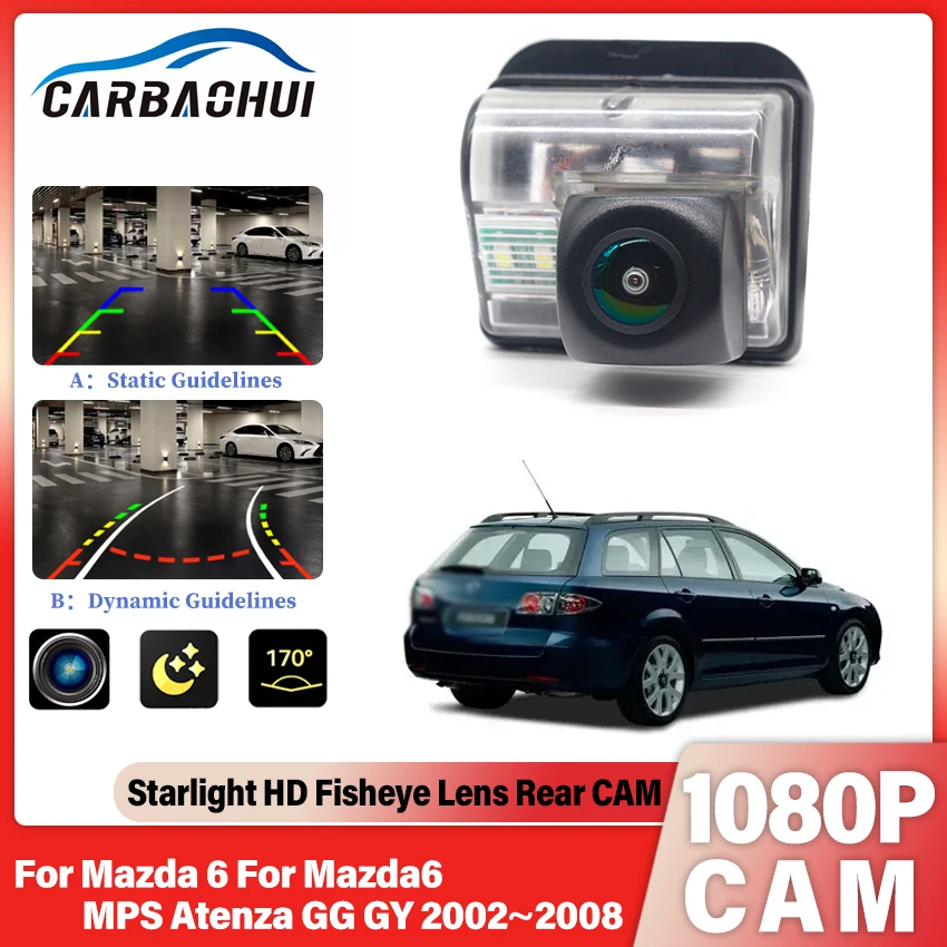 Car Reversing Camera For Mazda 6 For Mazda6 MPS Atenza GG GY 2002~2008 Car Rear View Camera 1080P 170° FishEye HD Night Vision