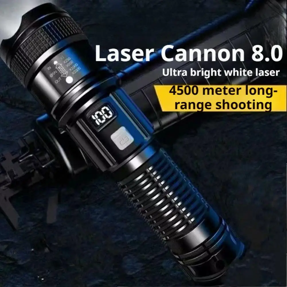 مصباح يدوي LED عالي الطاقة، فائق السطوع، قوي، يدوم طويلاً، ضوء طوارئ خارجي قابل لإعادة الشحن للتخييم والمشي لمسافات طويلة، مصباح يدوي COB