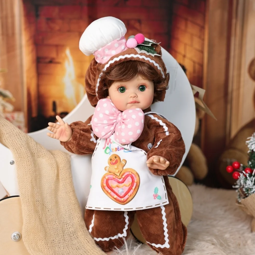 Cloveray 18 inch full body vinyl realistische herboren babypop Gingerbread Man Set vinyl pop handgemaakt origineel speelgoed kind kerstcadeau