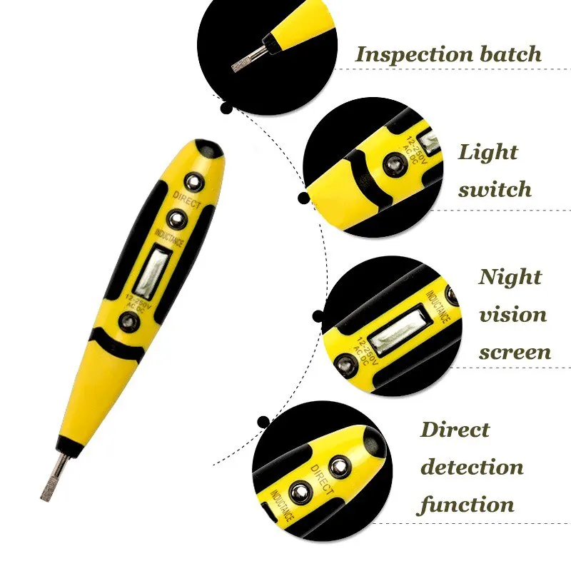 AC DC 12 250V Digital Test Pencil Tester Electrical Voltage Detector Pen LCD Display Screwdriver  Electrician Tools