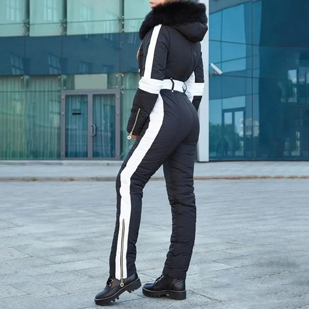 

Женский лыжный комбинезон, зимний уличный женский комбинезон с капюшоном, ветрозащитный лыжный костюм для катания на сноуборде, пешего туризма, зимний комбинезон